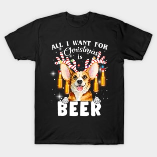 All I Want For Christmas Is Beer Corgi T-Shirt